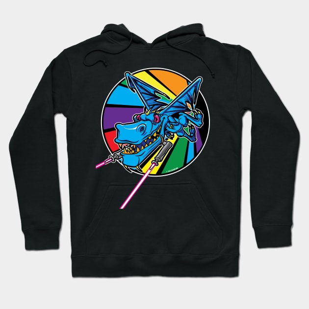 Laser Dragon flying through a Rainbow Hoodie by eShirtLabs